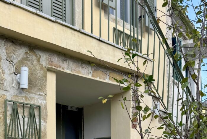 Entrance of the semi detached house in the traditiona village of Sinarades