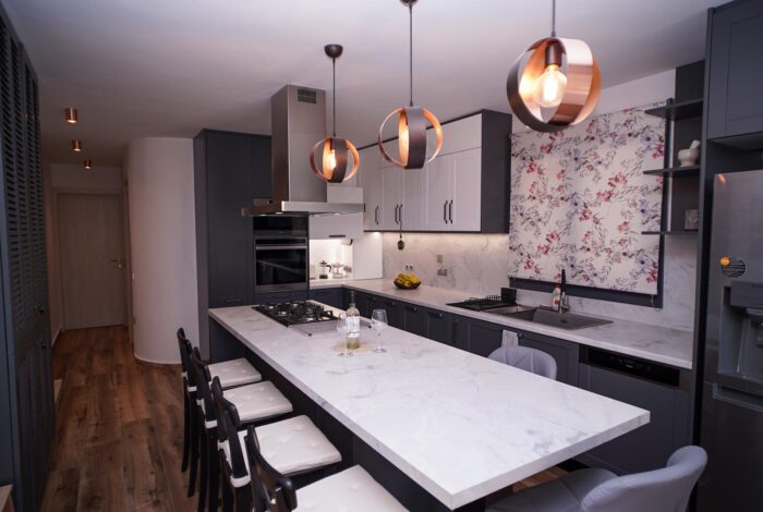Fully equipped kitchen with modern appliances in Corfu villa