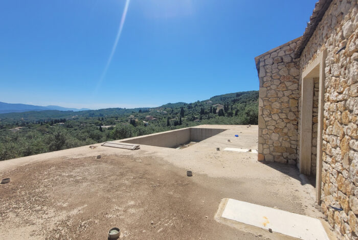 Unfinished luxury stone villa for sale with sea views in North Corfu