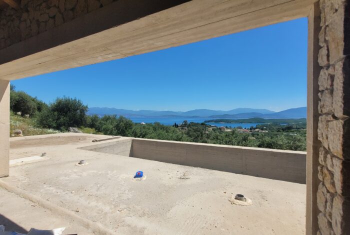 Panoramic sea view from unfinished stone villa in Kassiopi, Corfu