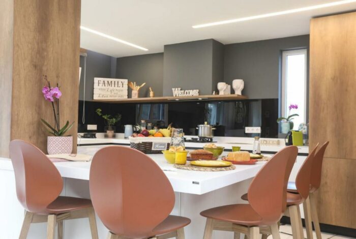 Fully equipped kitchen area with modern appliances