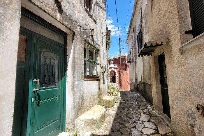 Two-storey semi-detached house with attic in the heart of Chlomos, Corfu