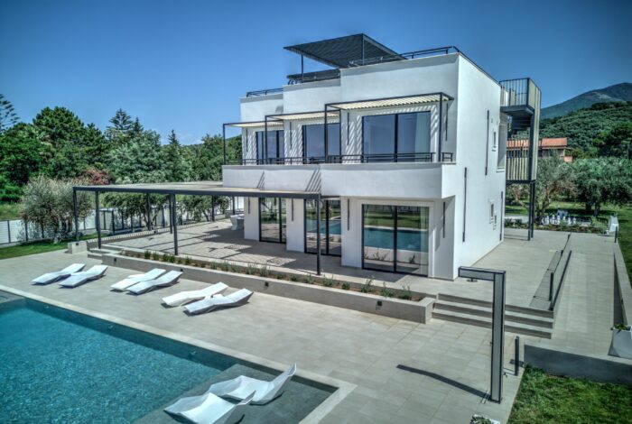 Modern sea-view villa with infinity pool and landscaped garden in North Corfu