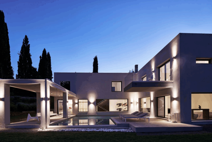 Spacious outdoor lounge area ideal for entertaining in modern Corfu retreat