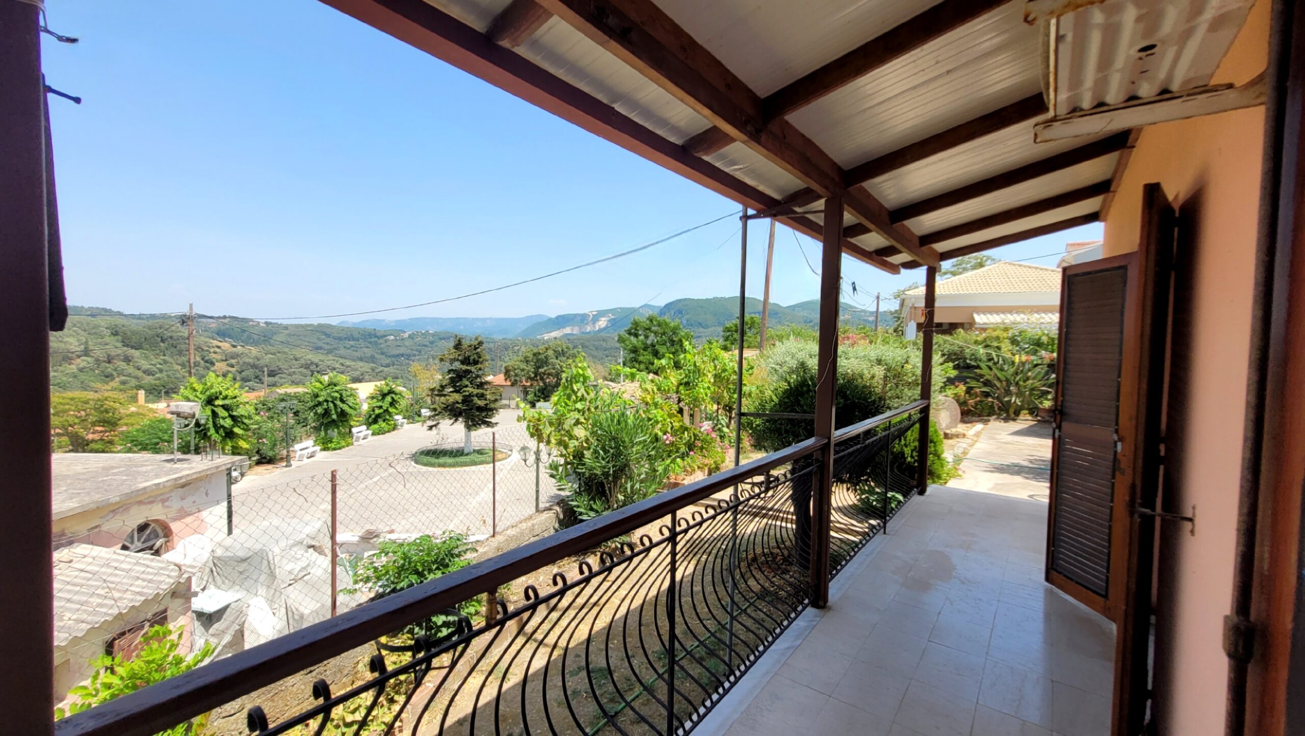 Mountain and countryside views from the balcony in Pagi, North Corfu