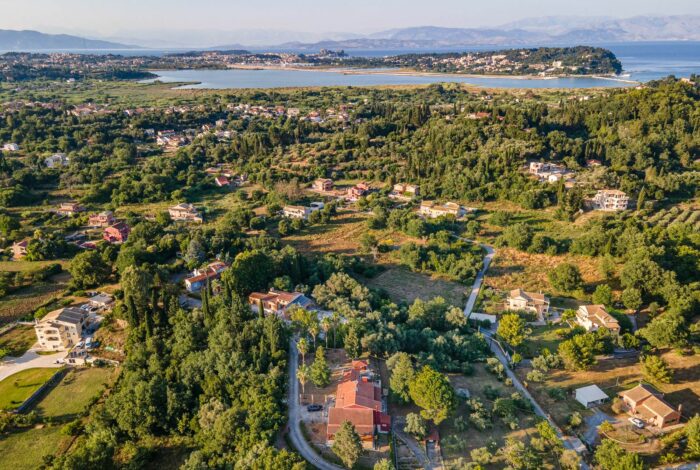 Aerial view of the villa and the 4,777 sq.m. plot