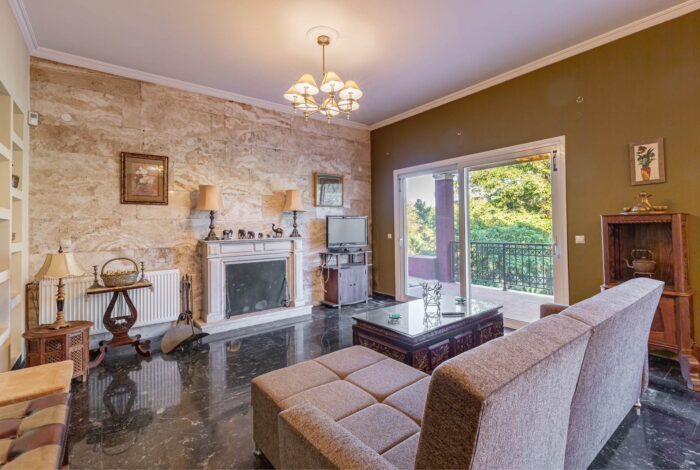 Elegant sitting area with classic furnishings and countryside ambiance