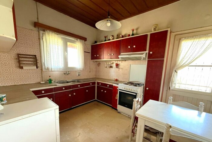 Kitchen with natural light in Corfu property for sale