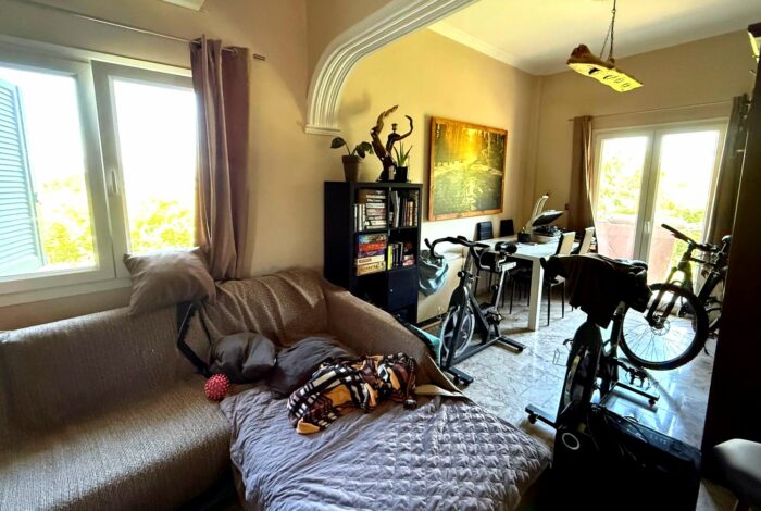 Living room area in one of the Perama apartments
