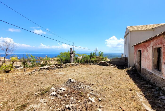 Chlomos Corfu property with panoramic sea views for restoration