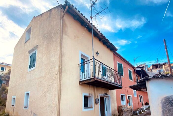 Front view of house for sale in Giannades, a traditional mountain village of Corfu