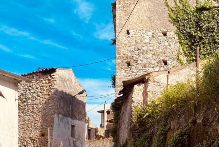 Stone-built guesthouse or storage building opposite main house in Giannades, Corfu
