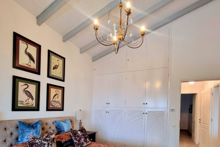Bright bedroom with en-suite bathroom in West Corfu villa for sale