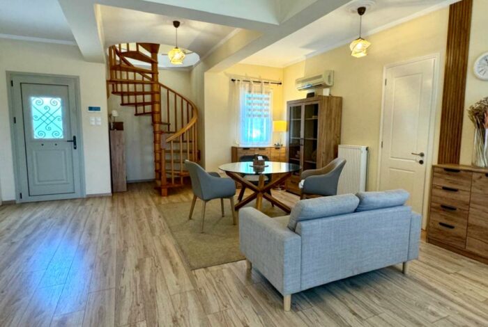 Comfortable sofa and seating area in fully furnished interior