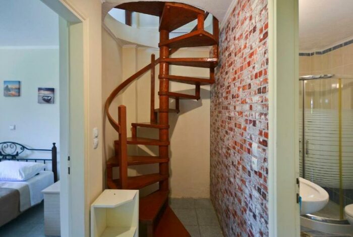 Modern apartment with wooden staircase Corfu Gouvia