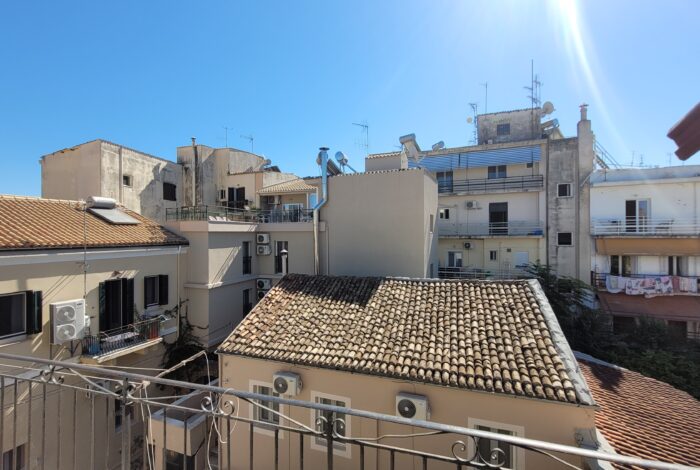 Balcony view of Corfu Town apartment with space for outdoor seating