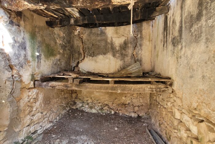 Interior of the mansion with original architecture for restoration in North Corfu
