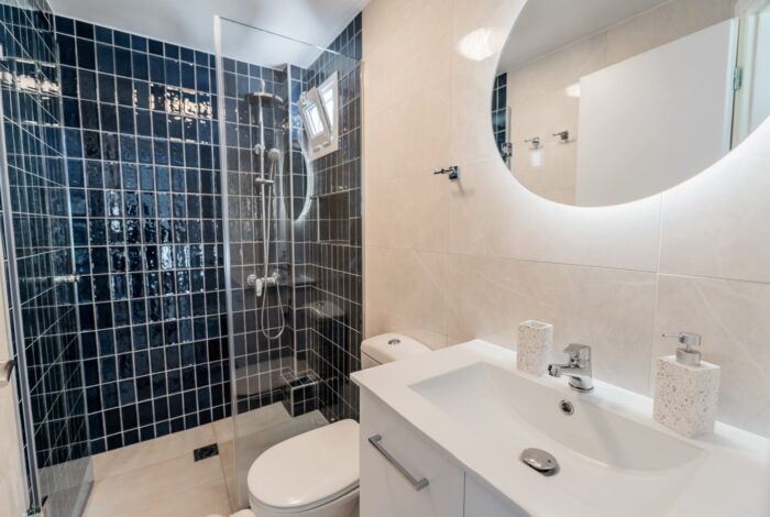 Modern bathroom with shower in Corfu renovated apartment