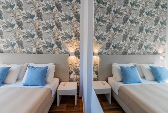Spacious bedroom with double bed in Gouvia Corfu apartment