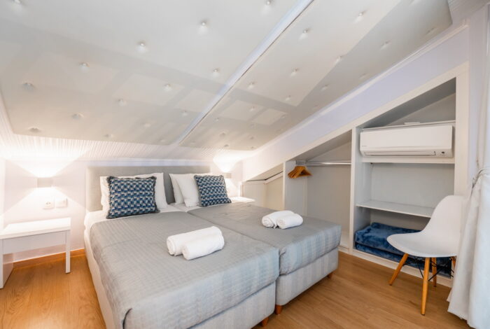 Cozy mezzanine bedroom in Corfu apartment for sale