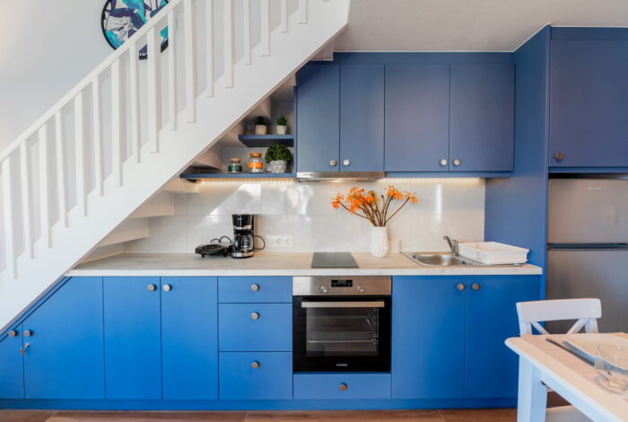 Fully fitted kitchen in renovated Gouvia apartment Corfu