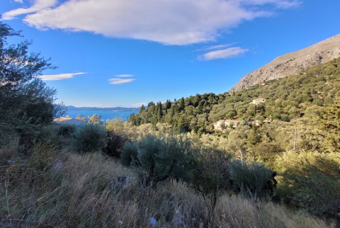 Seaview plot in North East Corfu on mountain slope