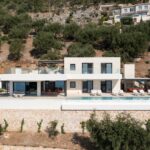 Contemporary stone villa aerial view