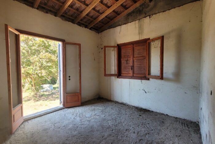 Bedroom interior of unfinished house in Viros Corfu