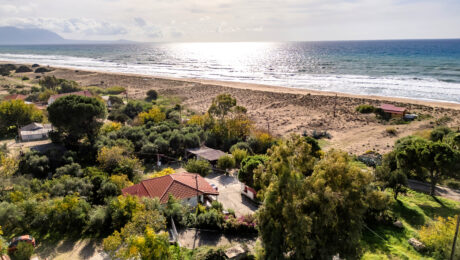 Sunset view over Zacharo beachfront land ideal for luxury villa development