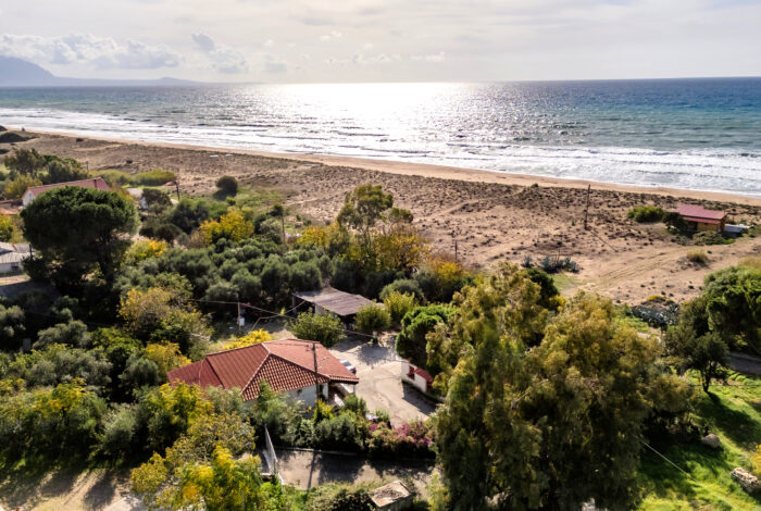 Sunset view over Zacharo beachfront land ideal for luxury villa development