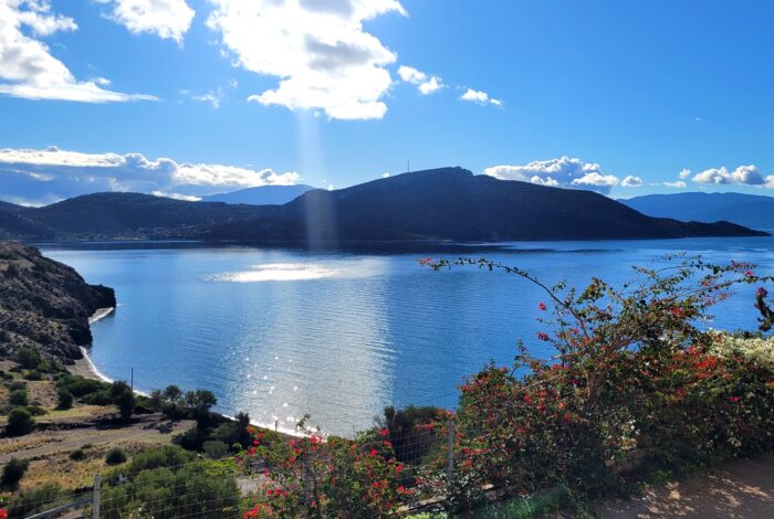 Panoramic view of the Alkyonides islands from the property