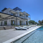 Aerial view of luxury villa for sale in Almyros Corfu with sea view