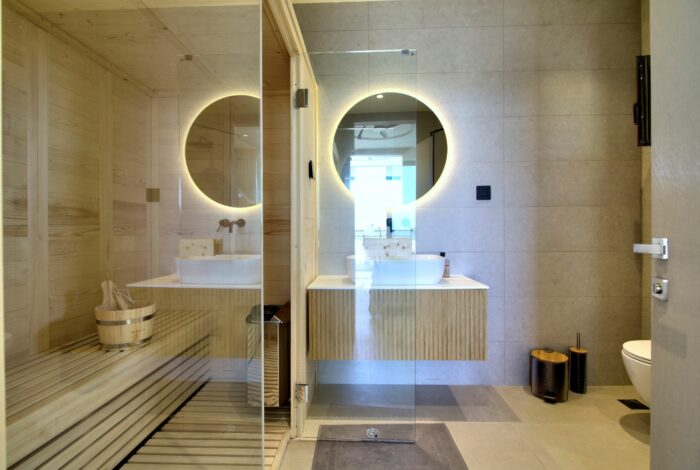 Ensuite bathroom with private sauna