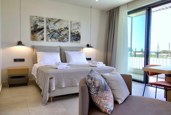 Ensuite bathroom with glass shower and minimalist design