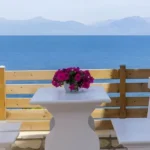 Outdoor relaxation area with sea views in Kassiopi