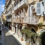 Windows overlooking picturesque kantouni Corfu