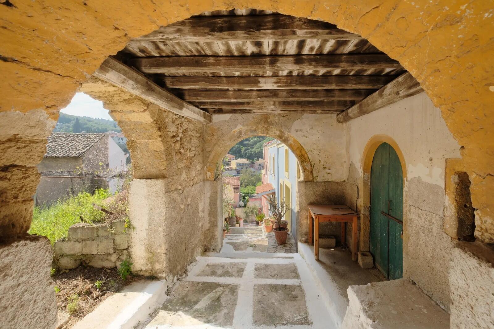 Traditional Venetian house for sale in Nymfes Corfu with authentic stone architecture