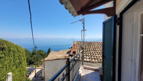Balcony overlooking the sea in Chlomos Corfu