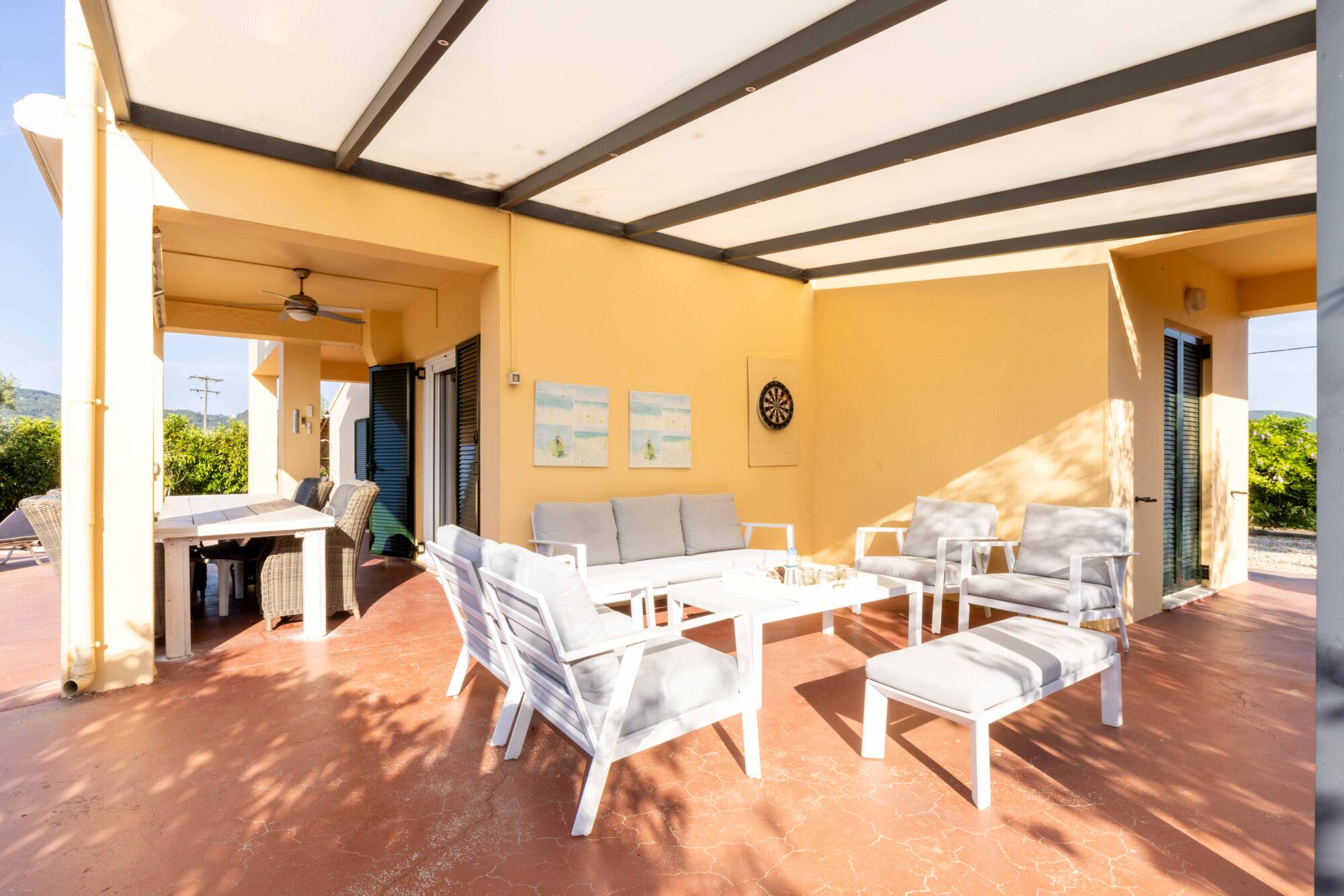 Outdoor sitting area at the covered terrace