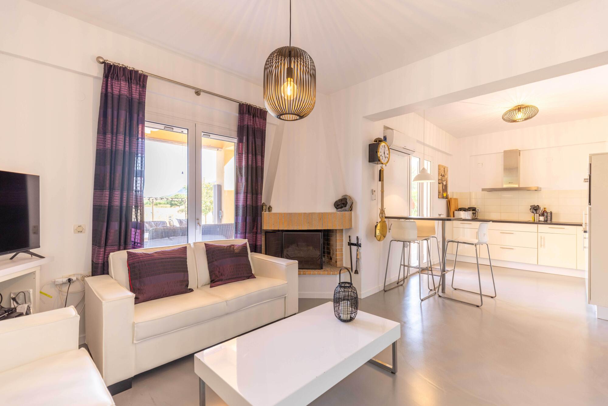 Bright and spacious interior of a detached home in Giannades Corfu