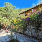 Courtyard surrounded by greenery in Pentati, West Corfu