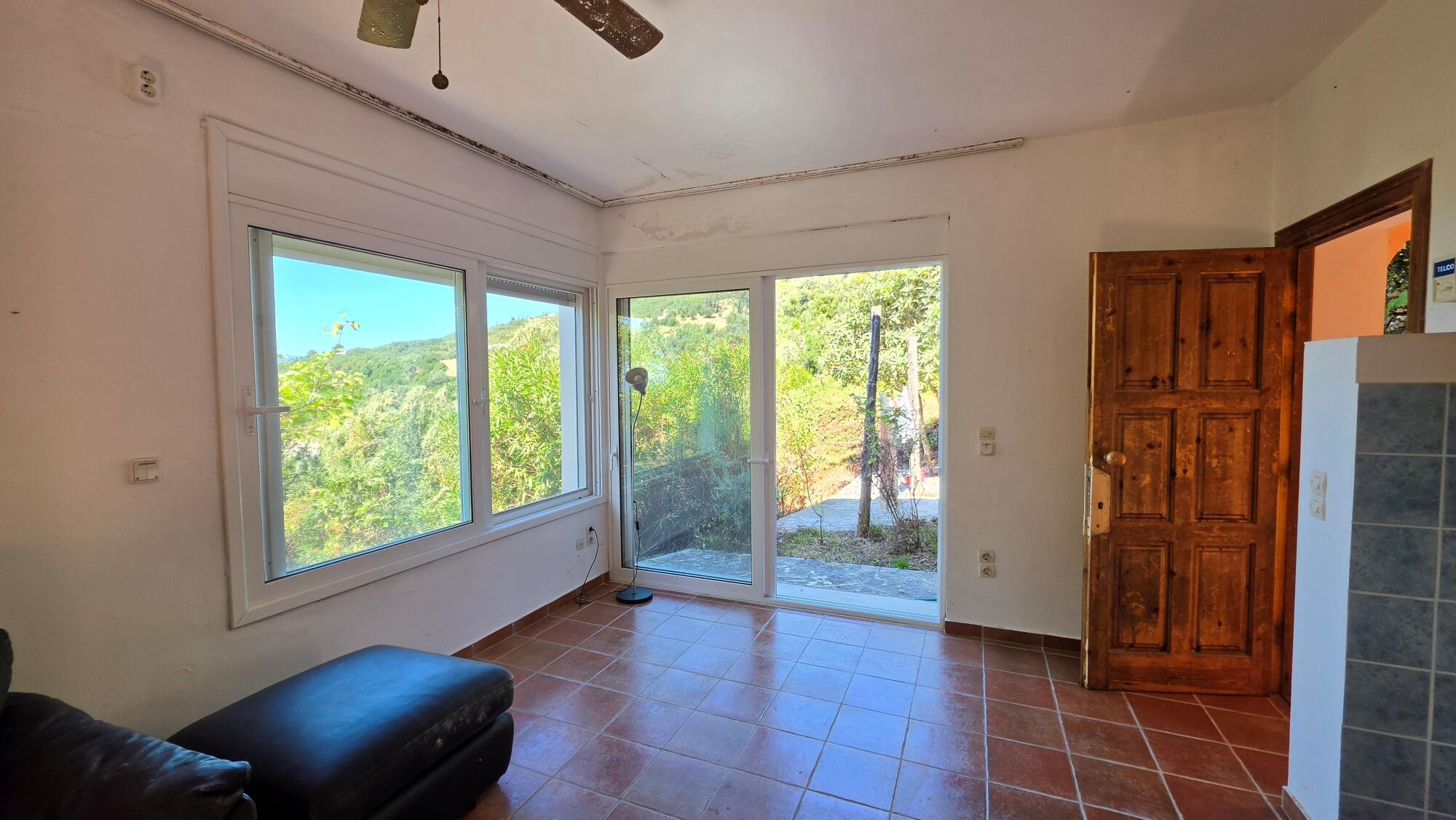 Interior of lower residential unit in Pentati Corfu