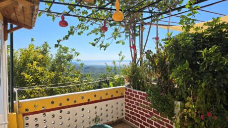 Sea view from the terrace of a traditional house in Chlomos, South Corfu